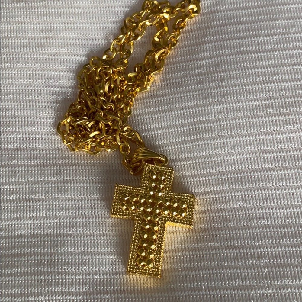 Gold cross Jesus necklace